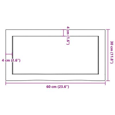 vidaXL Bancada p/ casa de banho 60x30x(2-6) madeira maciça não tratada