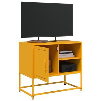 vidaXL Móvel de TV 68x39x60,5 cm aço amarelo mostarda