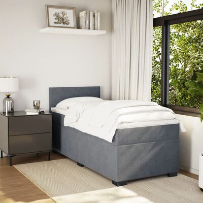 vidaXL Cama com molas/colchão 80x200 cm veludo cinza-escuro