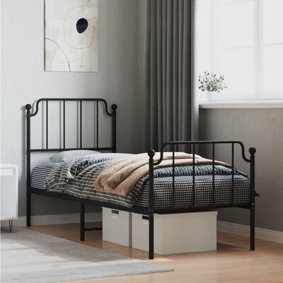 vidaXL Estrutura de cama com cabeceira e pés 80x200 cm metal preto