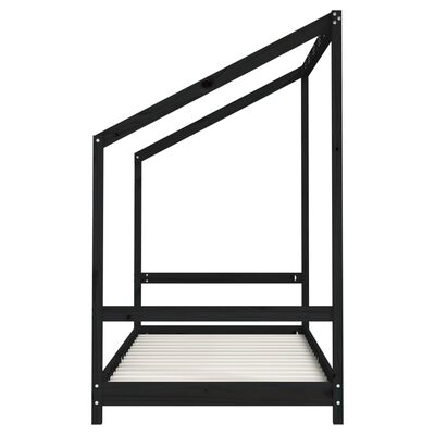 vidaXL Estrutura de cama infantil 90x200 cm pinho maciço preto