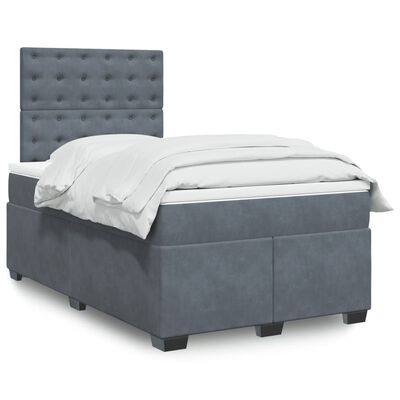 vidaXL Cama boxspring com colchão 120x200 cm veludo cinzento-escuro