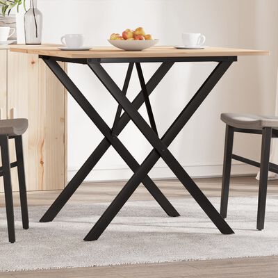 vidaXL Mesa de jantar estrutura em X 80x80x75 cm pinho e ferro fundido