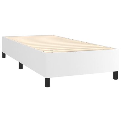 vidaXL Cama com molas/colchão 100x200 cm couro artificial branco