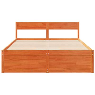 vidaXL Cama sem colchão 150x200 cm madeira pinho maciça castanho-mel