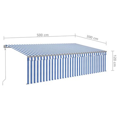 vidaXL Toldo retrátil automático com estore 5x3 m azul e branco