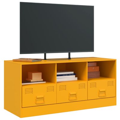 vidaXL Móvel de TV 99x39x44 cm aço amarelo mostarda