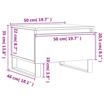 vidaXL Mesa de centro 50x46x35 cm derivados de madeira cinzento sonoma