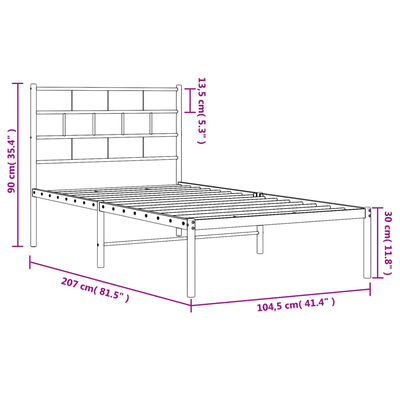 vidaXL Estrutura de cama com cabeceira 100x200 cm metal preto