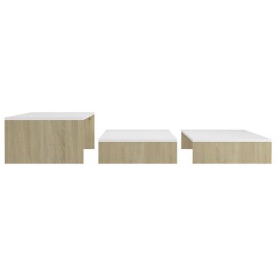 vidaXL Conjunto mesas de centro 100x100x26,5 cm branco/carvalho sonoma