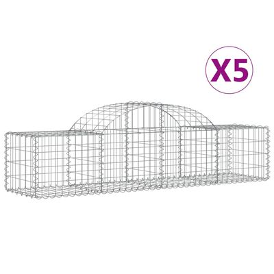 vidaXL Cestos gabião arqueados 5 pcs 200x50x40/60 cm ferro galvanizado