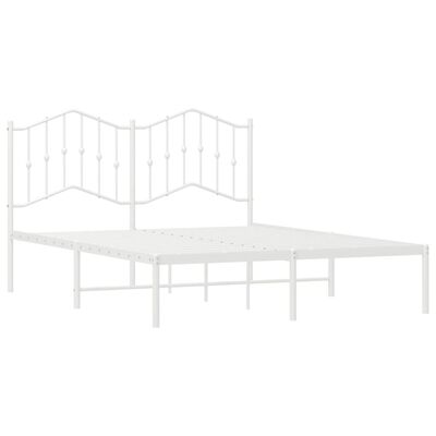 vidaXL Estrutura de cama com cabeceira 135x190 cm metal branco