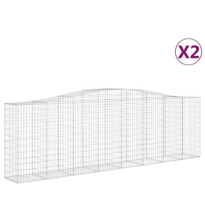 vidaXL Cestos gabião arqueados 2pcs 400x50x120/140cm ferro galvanizado