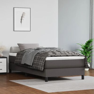 vidaXL Estrutura de cama 100x200 cm couro artificial cinzento