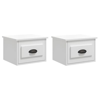 vidaXL Mesas de cabeceira parede 2 pcs 41,5x36x28 cm branco brilhante