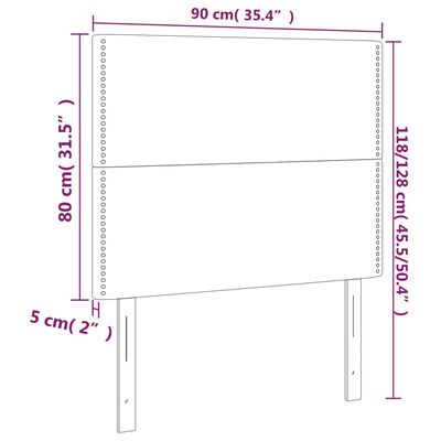 vidaXL Cabeceira cama c/ luzes LED veludo 90x5x118/128cm cinza-claro