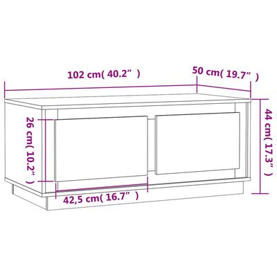 vidaXL Mesa de centro 102x50x44 cm derivados madeira branco brilhante