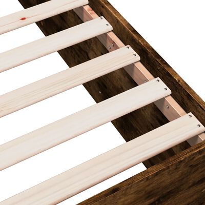 vidaXL Estrutura cama 100x200 cm derivados de madeira carvalho fumado