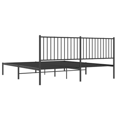 vidaXL Estrutura de cama em metal com cabeceira 180x200 cm preto