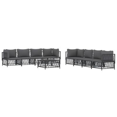 vidaXL 9 pcs conjunto lounge de jardim com almofadões aço antracite