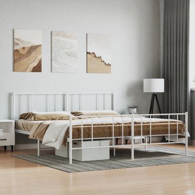 vidaXL Estrutura de cama com cabeceira e pés 200x200 cm metal branco