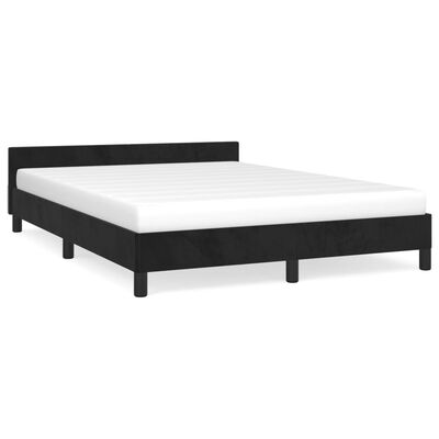 vidaXL Estrutura de cama c/ cabeceira 140x200 cm veludo preto