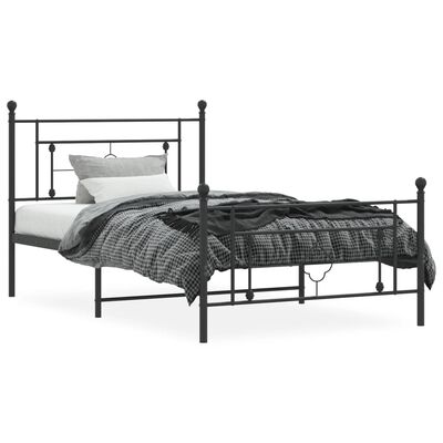 vidaXL Estrutura de cama com cabeceira e pés 107x203 cm metal preto