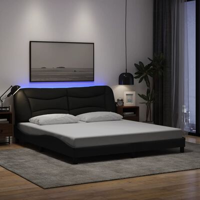 vidaXL Estrutura de cama com luzes LED 180x200 cm tecido preto