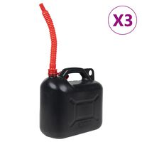 vidaXL Bidão de combustível c/ bico flexível 3 pcs plástico 10 L preto
