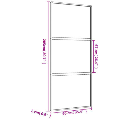 vidaXL Porta deslizante 90x205 cm vidro ESG fosco/alumínio dourado