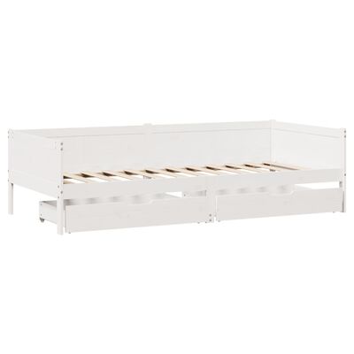 vidaXL Sofá-cama c/ gavetas 90x190 cm madeira de pinho maciça branco