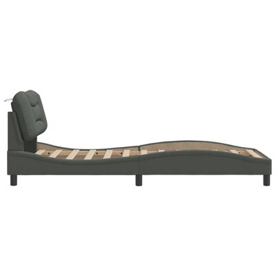 vidaXL Estrutura de cama c/ cabeceira tecido 80x200 cm cinza-escuro