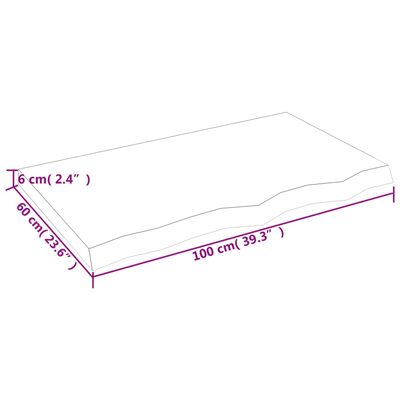 vidaXL Tampo de mesa 100x60x(2-6) cm carvalho maciço não tratado