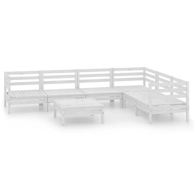 vidaXL 7 pcs conjunto lounge de jardim pinho maciço branco