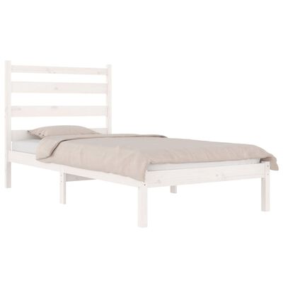 vidaXL Estrutura de cama 100x200 cm pinho maciço branco