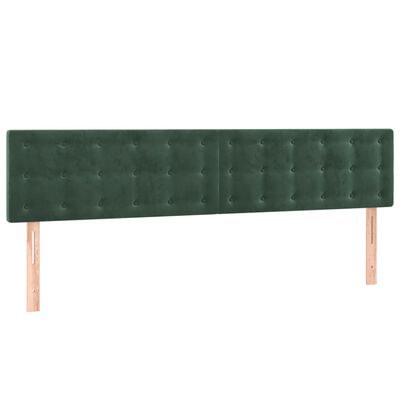 vidaXL Cabeceira de cama c/luzes LED veludo 180x5x78/88cm verde-escuro