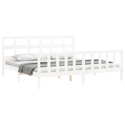 vidaXL Estrutura cama Super King Size c/ cabeceira madeira branco