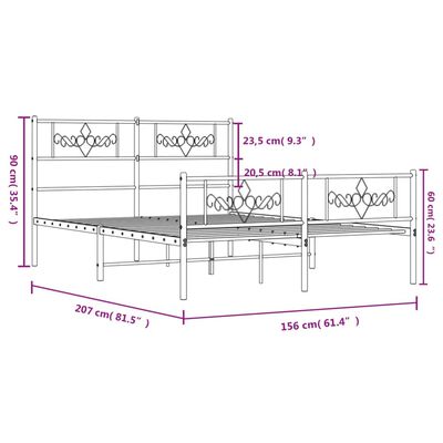 vidaXL Estrutura de cama com cabeceira e pés 150x200 cm metal branco