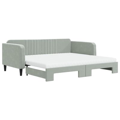 vidaXL Sofá-cama c/ gavetão e colchões 100x200cm veludo cinzento-claro