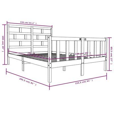 vidaXL Estrutura de cama king 150x200 cm pinho maciço