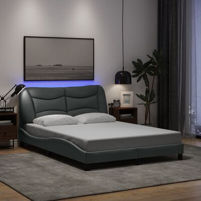 vidaXL Estrutura de cama c/ luzes LED 120x200 cm tecido cinzento-claro