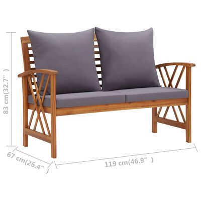 vidaXL 4 pcs conj. lounge jardim c/ almofadões madeira acácia maciça