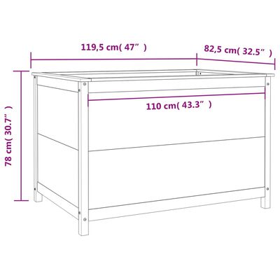 vidaXL Canteiro elevado de jardim 119,5x82,5x78 cm pinho maciço cinza