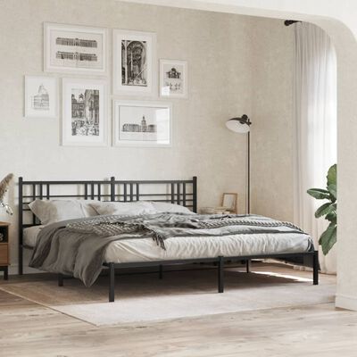 vidaXL Estrutura de cama com cabeceira 193x203 cm metal preto