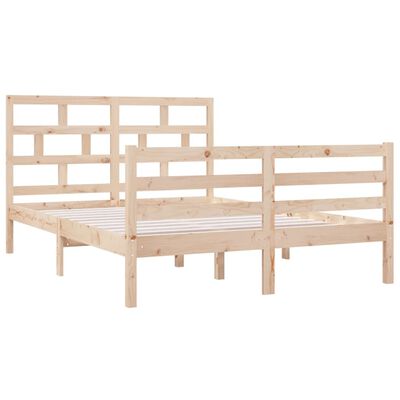 vidaXL Estrutura de cama casal 135x190 cm madeira maciça