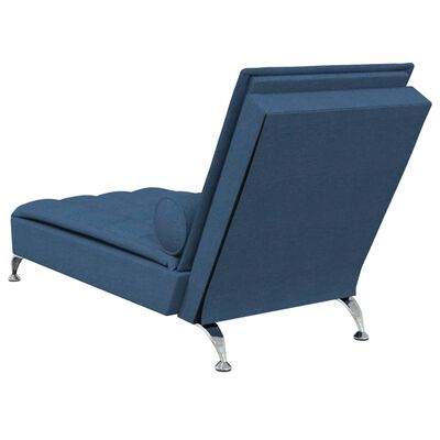 vidaXL Chaise lounge de massagem com rolo tecido azul