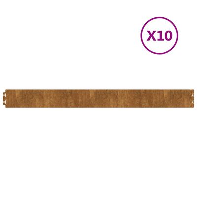 vidaXL Bordas de relvado 10 pcs 10x103 cm aço corten flexível