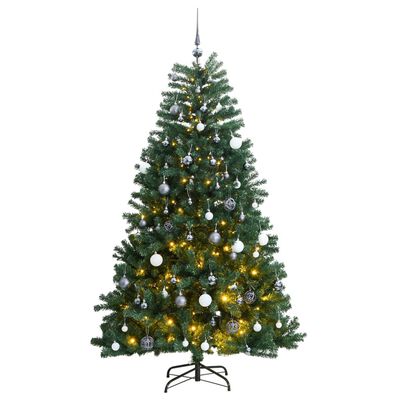 vidaXL Árvore Natal artificial articulada c/ 300 luzes LED+bolas 180cm