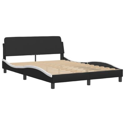 vidaXL Estrutura cama c/ cabeceira 120x200 couro artif. preto/branco