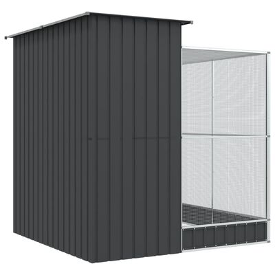 vidaXL Aviário com extensão 209x203x216 cm aço prateado